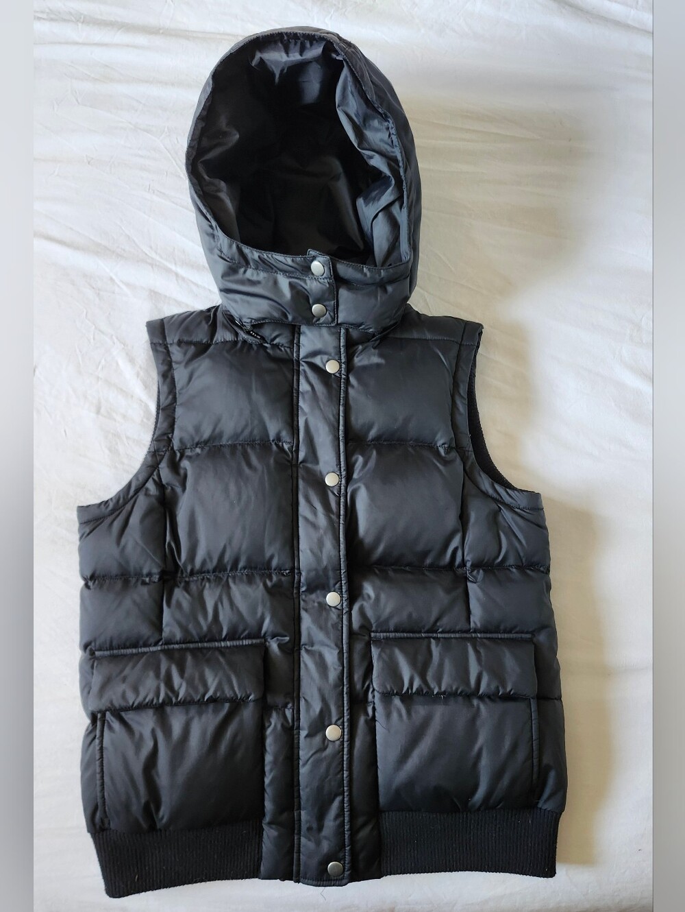 Y2K GAP Black Hooded Quilted Puffer Vest